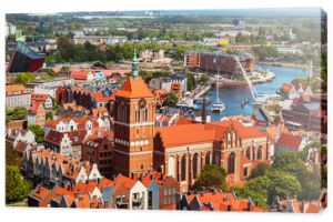 Gdańsk, Polska, gród widok z lotu ptaka starego miasta